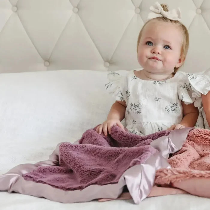 Saranoni - Satin Border Mini Blanket-Lovey + Security Blankets-Mauve-Posh Baby