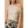 Satin Asymmetrical Top in Champagne - Madison's Niche