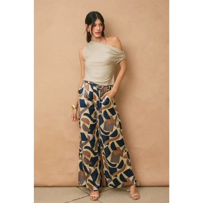 Satin Asymmetrical Top in Champagne - Madison's Niche