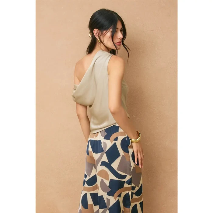 Satin Asymmetrical Top in Champagne - Madison's Niche