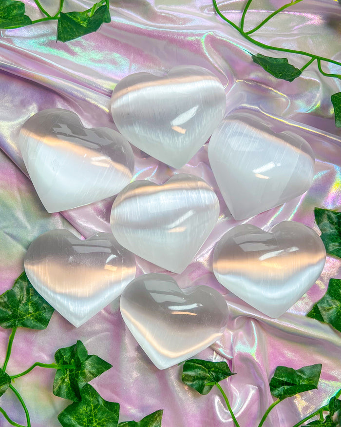 Satin Spar {Selenite} Heart ~ 3 inches