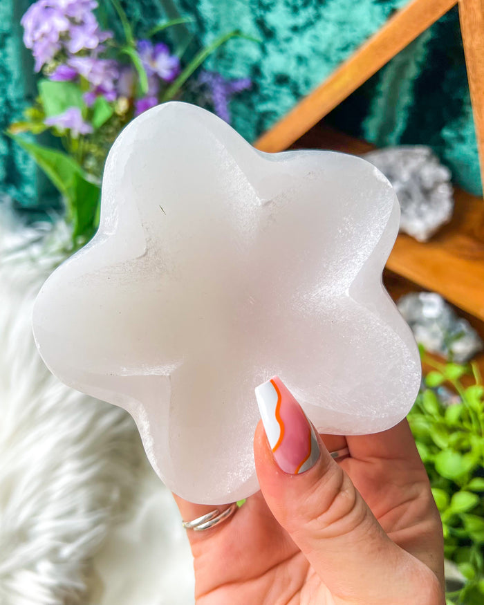 Satin Spar {Selenite} Star Bowl ~4 inches