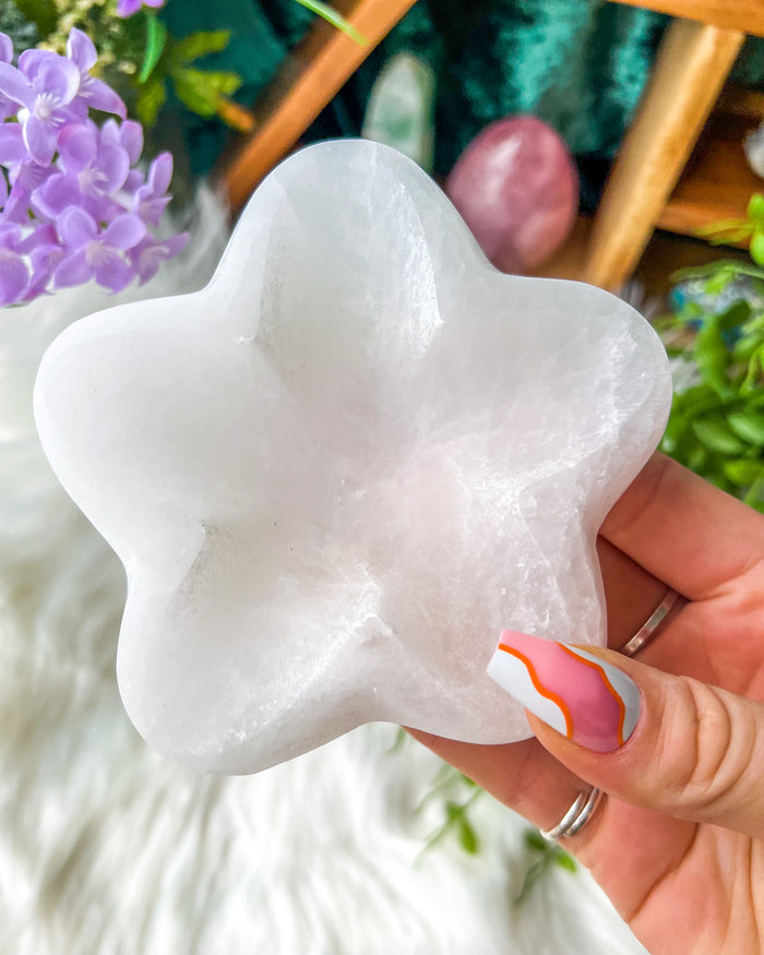 Satin Spar {Selenite} Star Bowl ~4 inches