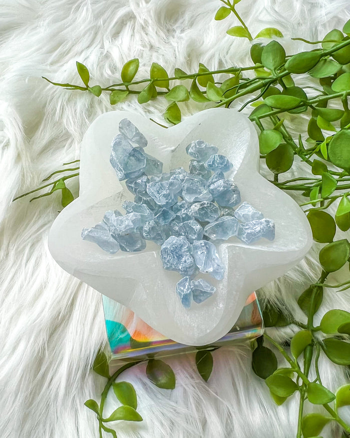 Satin Spar {Selenite} Star Bowl ~4 inches