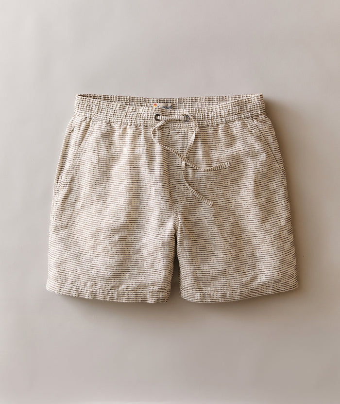 Saturday Dobby Short 6" - White/Brown Check