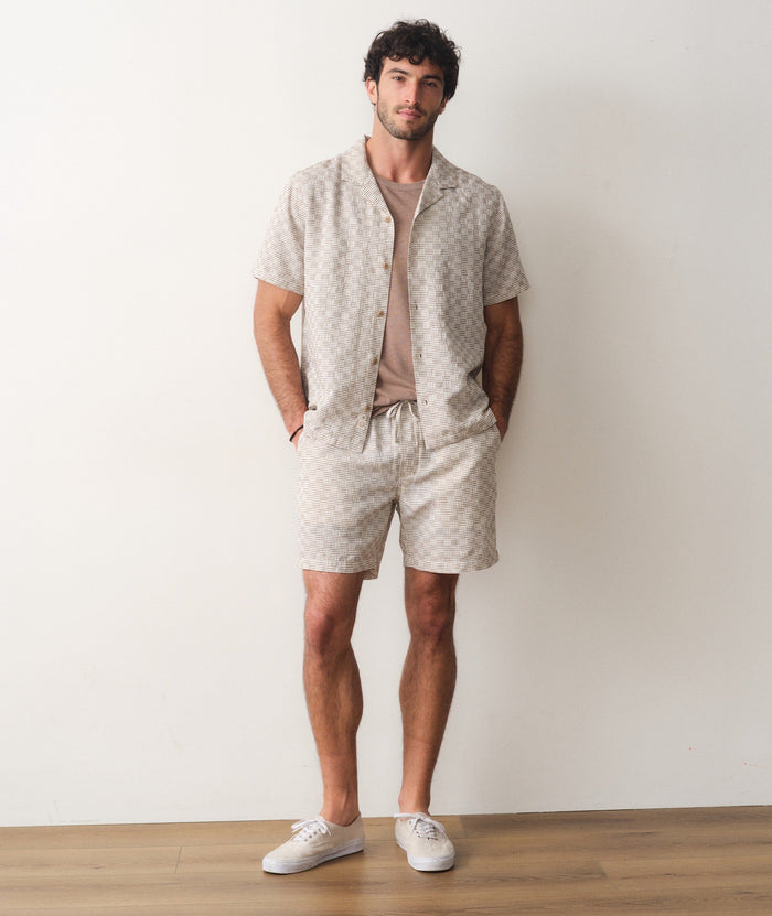 Saturday Dobby Short 6" - White/Brown Check