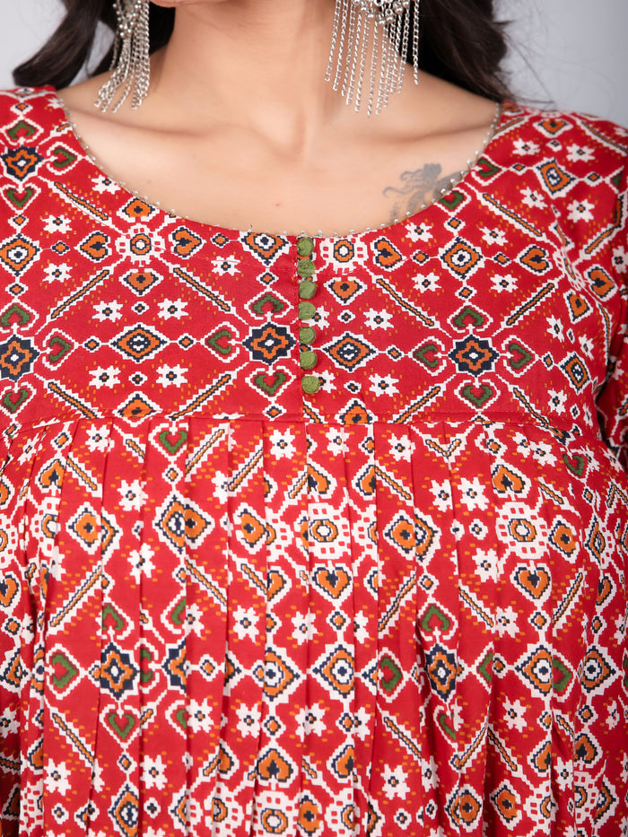 Scarlet Green Bandhani Print Anarkali Set