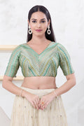 Seafoam Green Jacquard Blouse