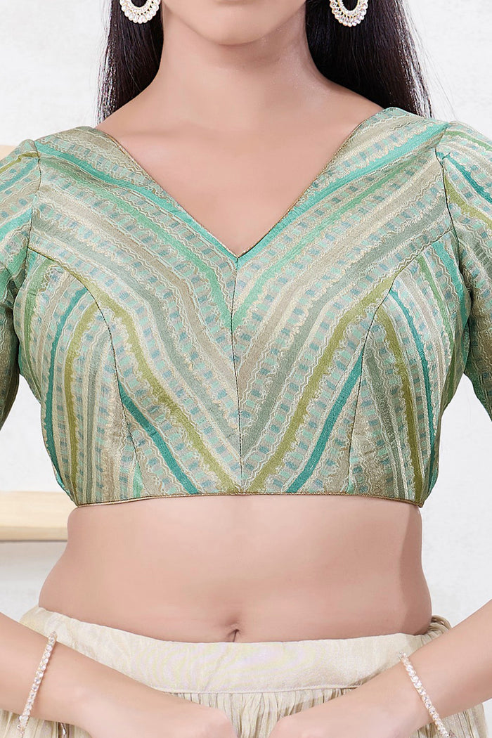 Seafoam Green Jacquard Blouse