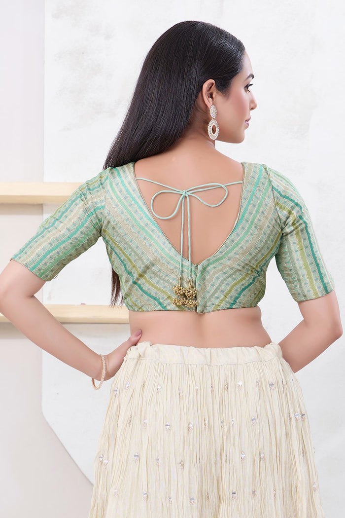 Seafoam Green Jacquard Blouse