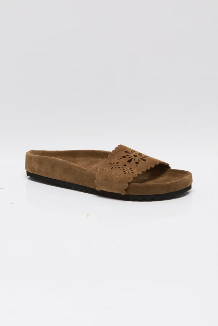 Shore Cut Out Sandal - Light Toffee Suede