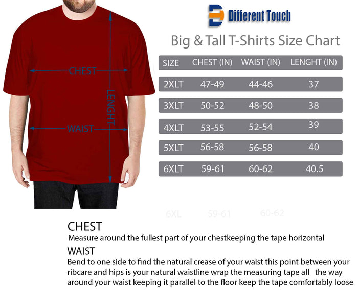 Big and tall man wearing cotton crew neck T-shirt casually
