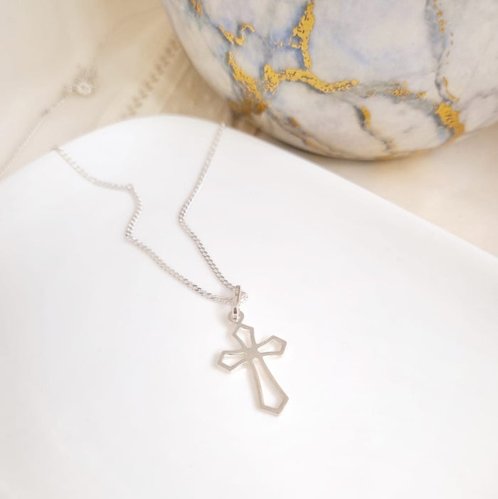 Silver Blessing Cross Necklace