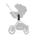 Gray stroller with a black car seat adapters on a white background