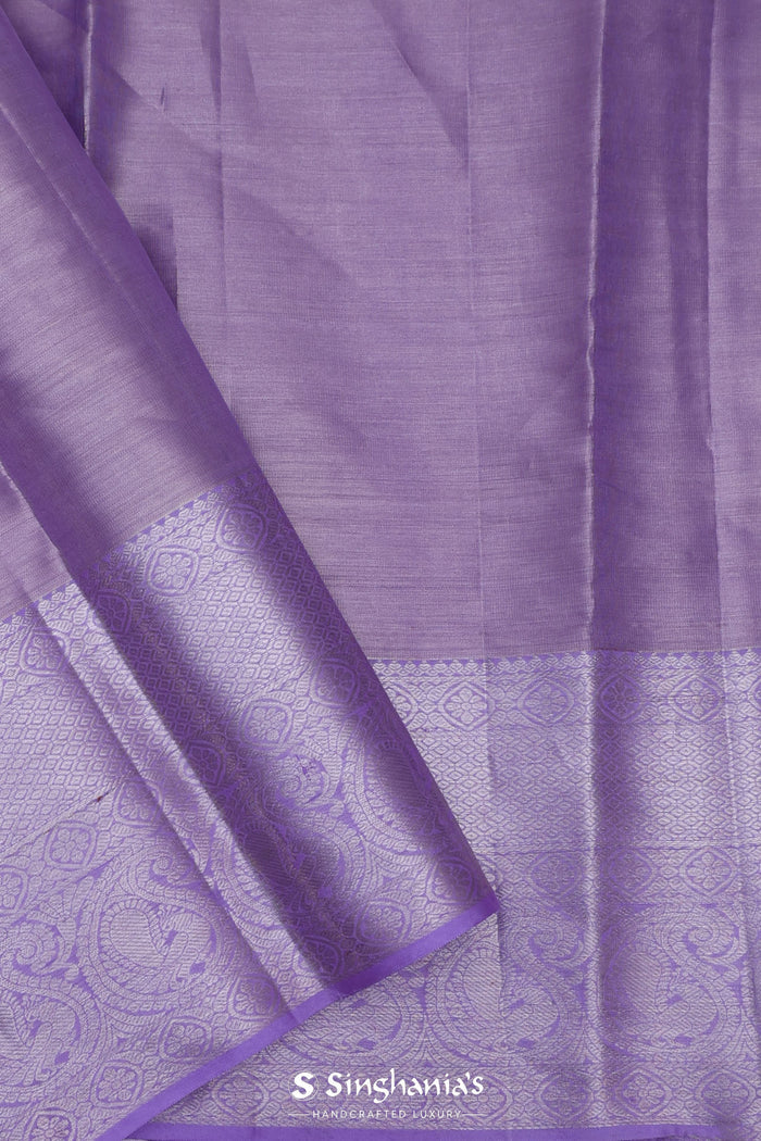 Silver Kanjivaram Tissue Saree With Contrast Border