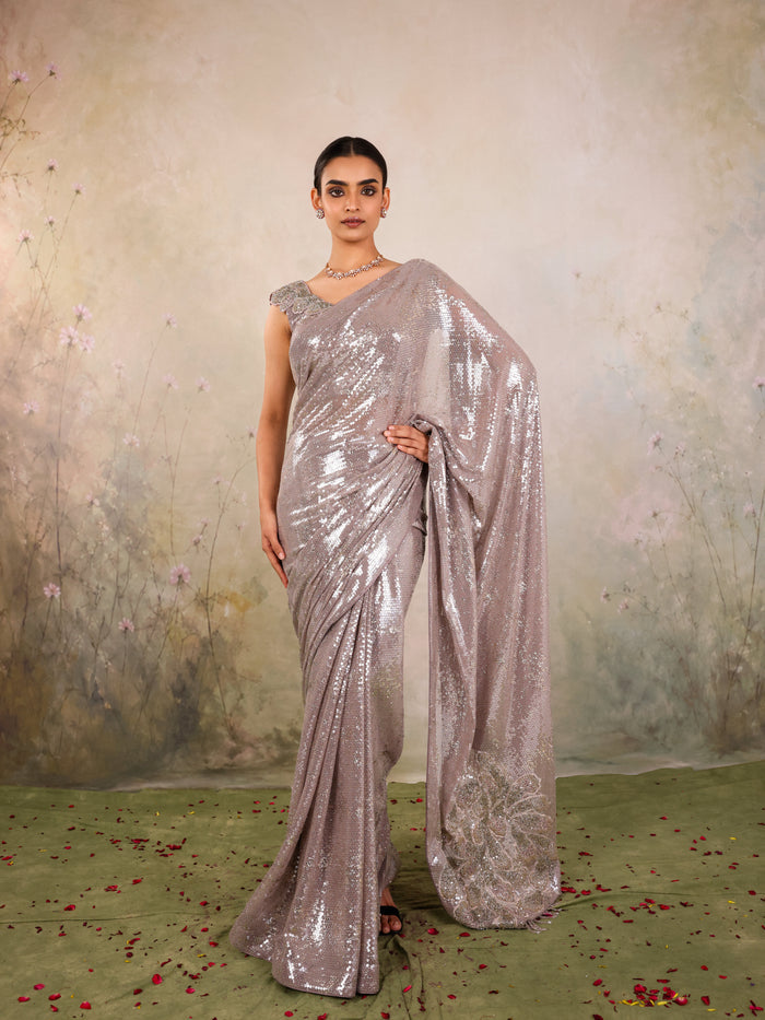 Silver Minimal Net Designer Saree