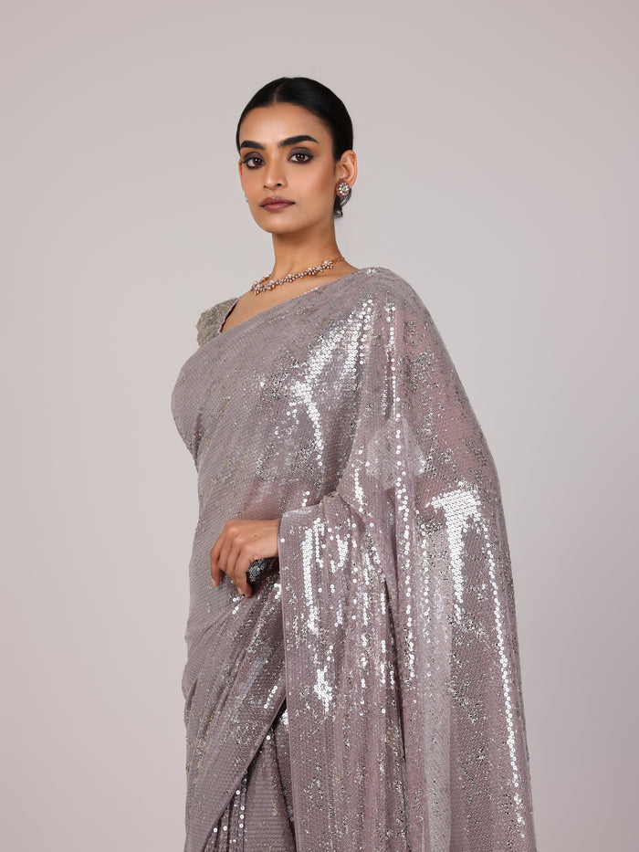 Silver Minimal Net Designer Saree