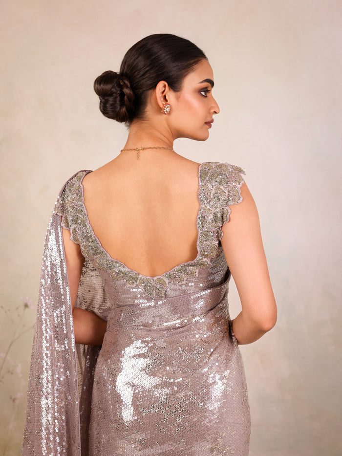 Silver Minimal Net Designer Saree