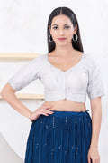 Silver Shimmer Embroidered Blouse