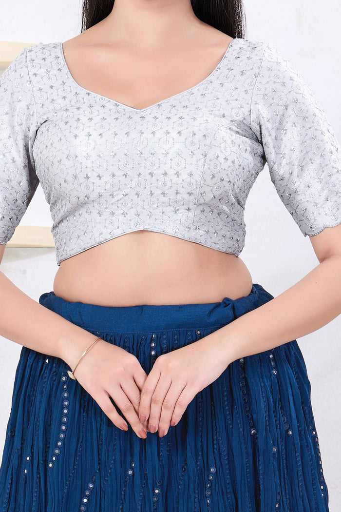 Silver Tissue Embroidered Blouse