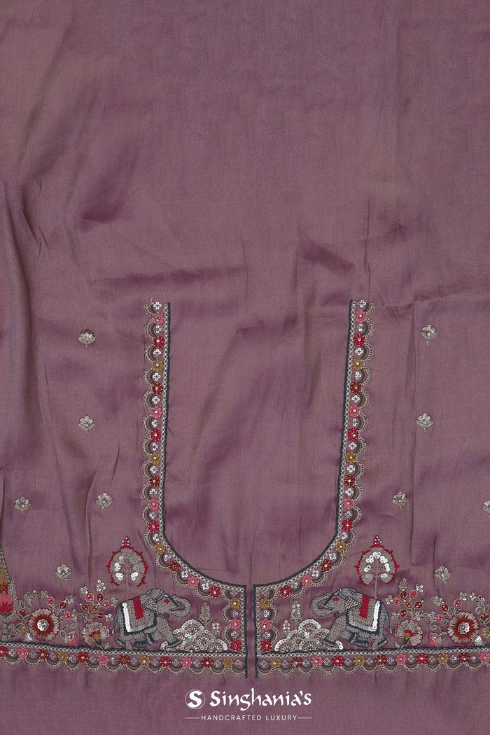 Silver Tissue Saree With Scallop Border