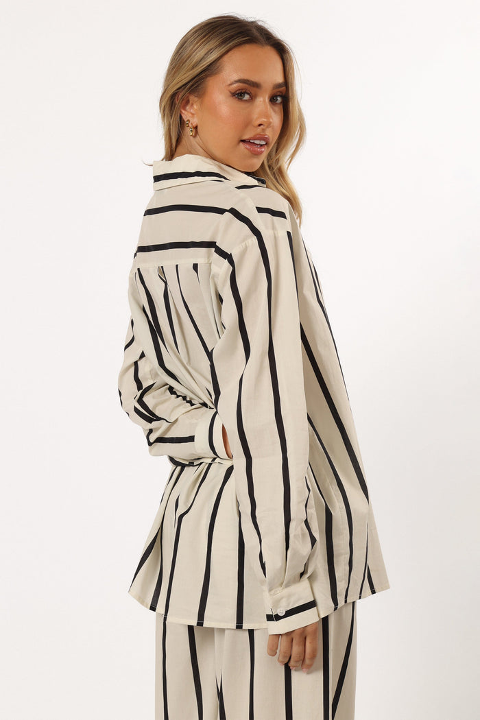 Petal and Pup USA TOPS Silvia Button Down Shirt - Cream Stripe