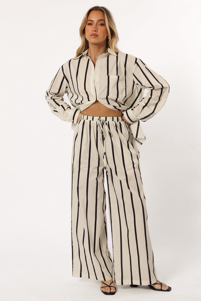 Petal and Pup USA TOPS Silvia Button Down Shirt - Cream Stripe
