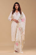 <img> Simple White Chanderi Silk Kurta Set