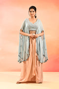 Sky Blue Organza Peplum Set