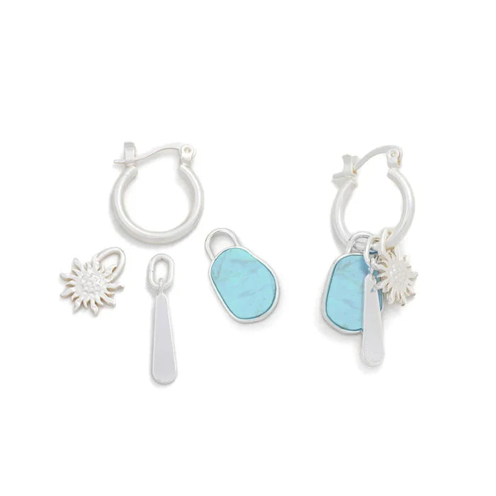 Sky Interchangeable Charm Earrings in Turquoise Silver - Madison's Niche