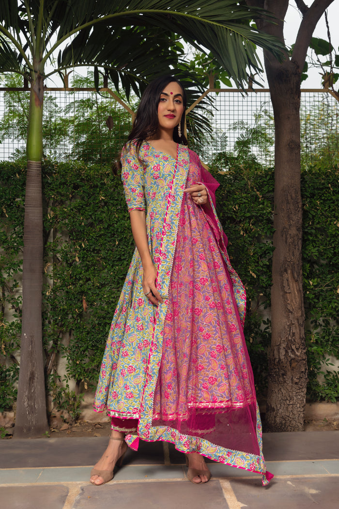 Slate Paisley Anarkali Set