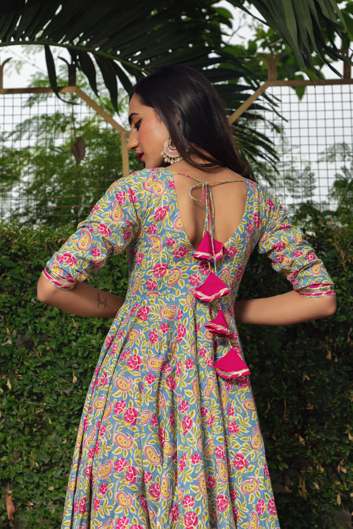 Slate Paisley Anarkali Set