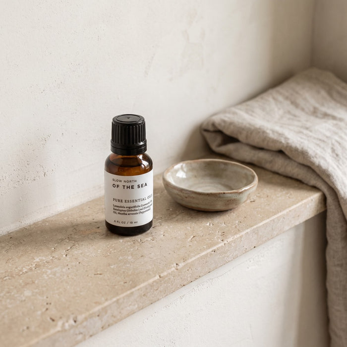 Slow North Essential Oil, Of the Sea, styled at home