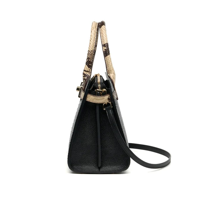 Black snake skin cow leather business tote iPad executive genuine leather FTF Market UK