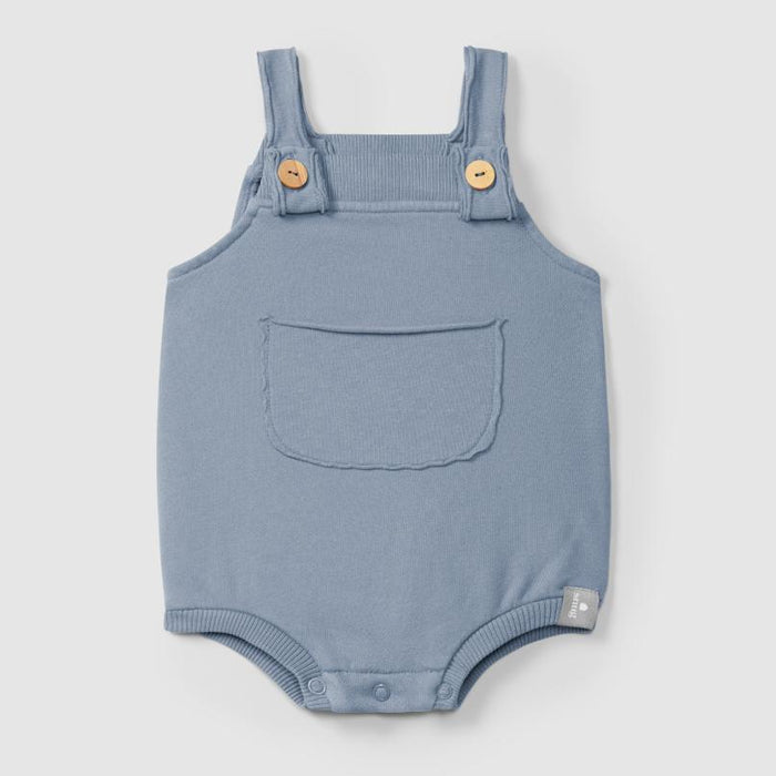Snug - Organic Overall Bubble Romper - Storm Blue-Footies + Rompers (Fashion)-0-3M (1M)-Posh Baby