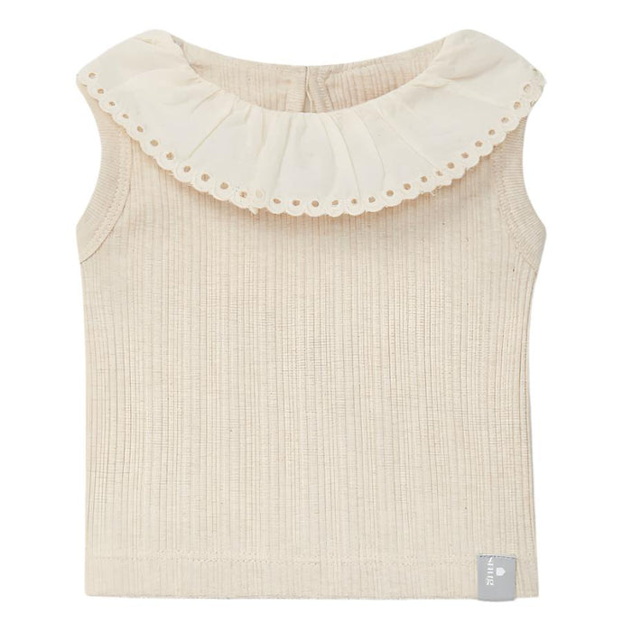 Snug - Organic Ruffle Collar Tank Top - Cream-Tank Tops-6M-Posh Baby