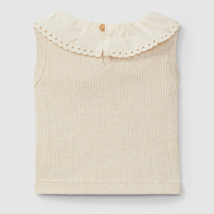 Snug - Organic Ruffle Collar Tank Top - Cream-Tank Tops-6M-Posh Baby