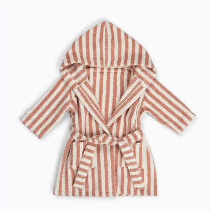 Striped children's robe on a white background