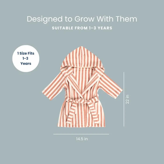 Image of robe on a light blue background depicting measurement in inches.
