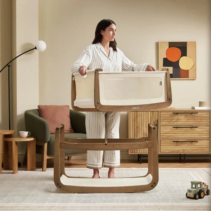 Snuz - SnuzPod5 Bedside Bassinet - Walnut-Bassinets + Cradles-No - Just the Bassinet-Posh Baby