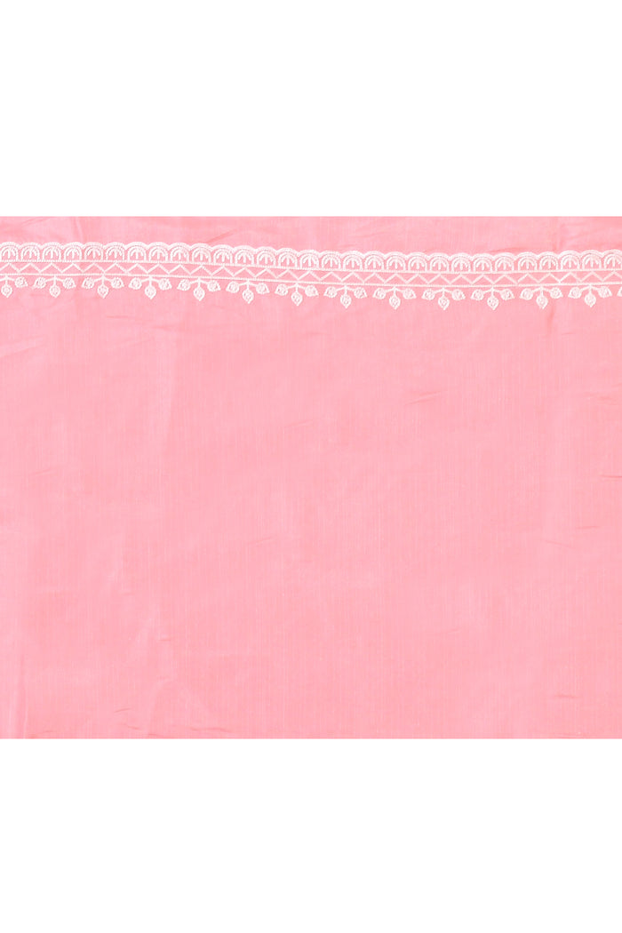 Soft Baby Pink Floral Silk Blend Saree