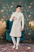 Soft Beige Art Silk Sherwani Set