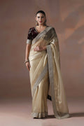 Soft Golden Solid Silk Saree