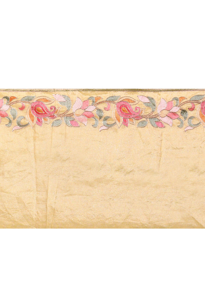 Soft Green Floral Embroidered Tissue Silk Saree