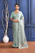 Soft Green Printed Tissue Saree