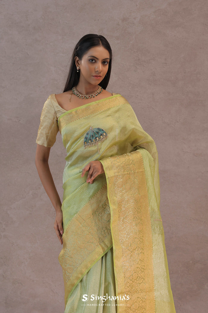 <img> Soft Lime Green Crush Tissue With Teal Blue Butti'S