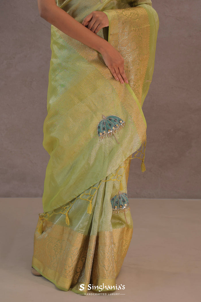 <img> Soft Lime Green Crush Tissue With Teal Blue Butti'S