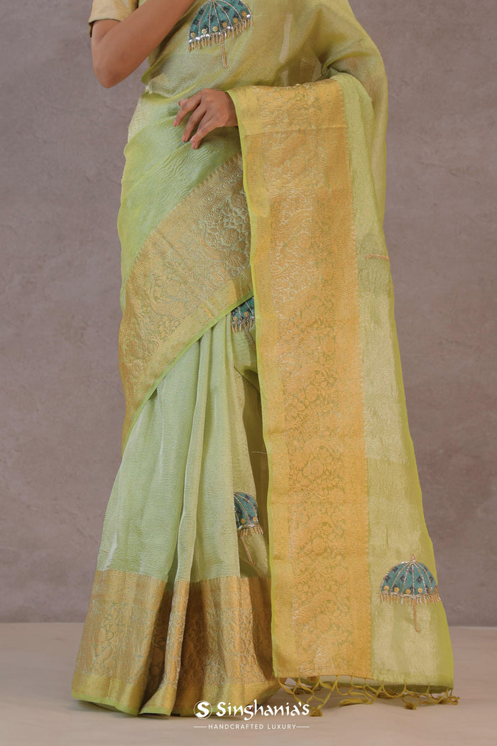 <img> Soft Lime Green Crush Tissue With Teal Blue Butti'S