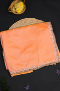 Soft Orange Embroidered Silk Saree