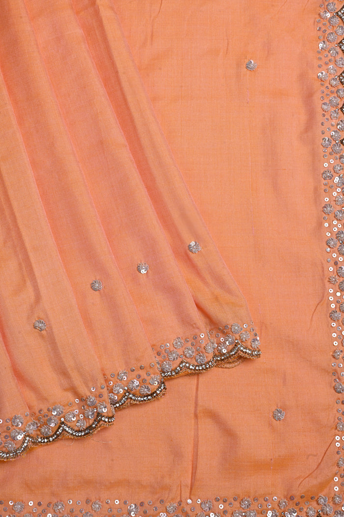 Soft Orange Embroidered Silk Saree